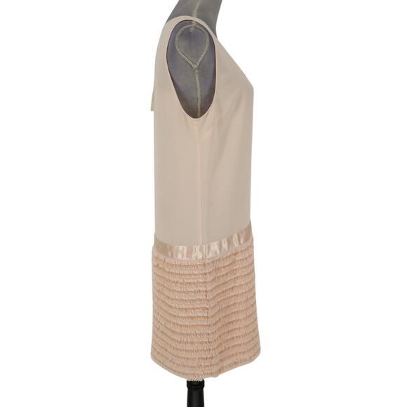 Erin Fetherston Dress Womens 10 Peach Chiffon Fringe Trim Skirt Side Zip New - Picture 6 of 16